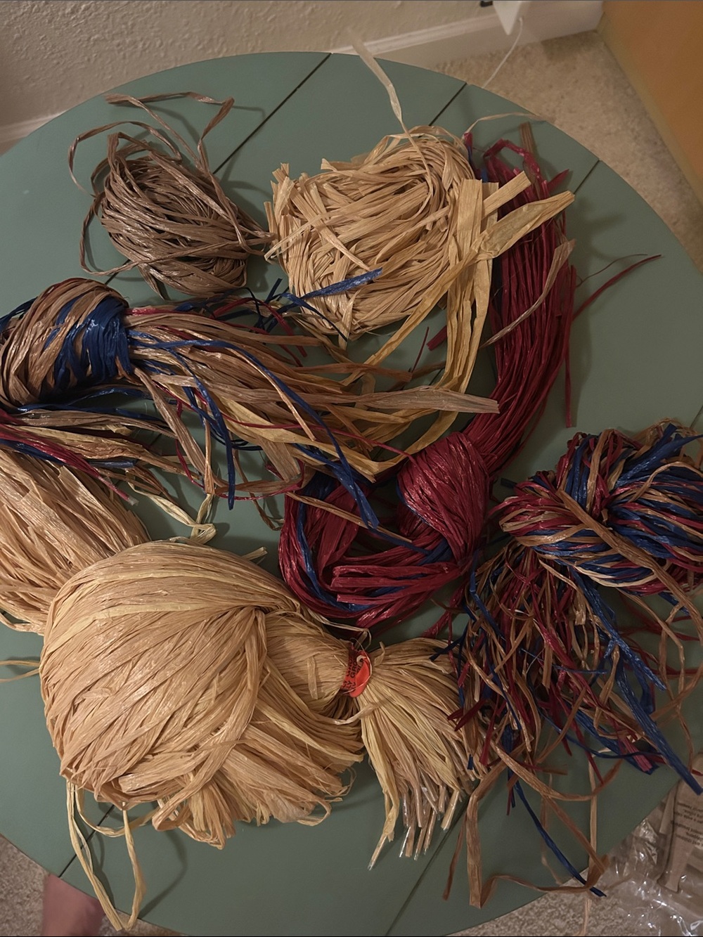 Decorative Raffia Bundle Assortment in Natural, Red & Blue